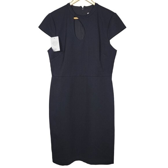 NWT Rachel Parcell Women's Black Keyhole Detail Classic Sheath Dress Size 12 - Picture 1 of 14